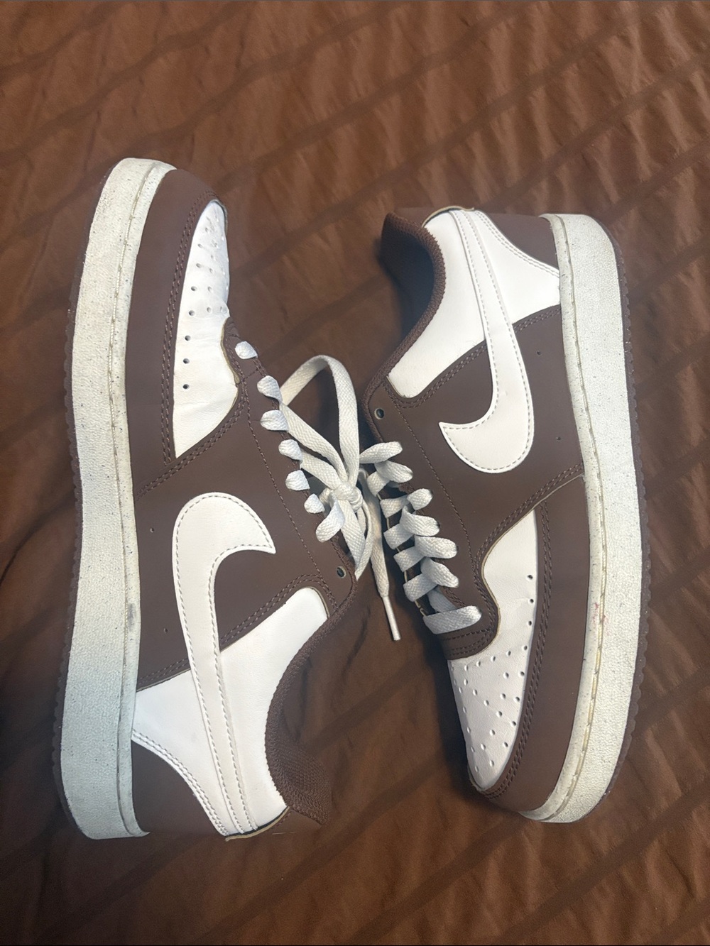 Nike Court Vision White and Brown Low-Top Sneakers Women’s